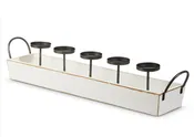 27'' White Tray Candle Holder