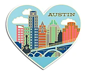 Austin Skyline Heart Sticker