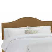 Upholstered Curved Top Nail Button Border Headboard in Microsuede