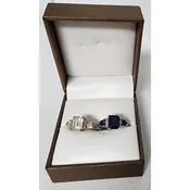 2 Vintage Sterling Silver Rings Size 7 w/ Diamonds & Gemstones + Gift Box