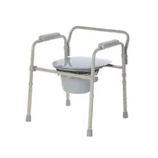 3-in-1 Bedside Commode - Elongated - Foldable - Gray