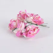 12 Paper Flowers Ivory w. Fuchsia Paper Flowers (6x12)