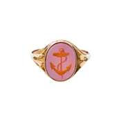 Antique Victorian 15k Chalcedony Intaglio Anchor Ring