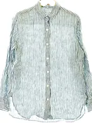 23ku MY STANDARD JAPAN. WhitexBlack Stripe Pattern Button Down Long Sleeves Casual Shirt