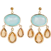 Aqua Chalcedony & Citrine Chandelier Earrings 18K Gold Vermeil