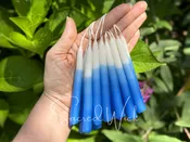 Blue and White Beeswax Taper Candles – Hand-Dipped Mini Chime Candle Pair
