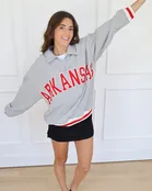 Arkansas Stripe Trim Quarter Zip Pullover