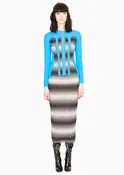 Anouk - Gray Wave Striped, Knit Pull On Long Skirt