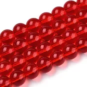 8mm Round Glass Beads - Translucent Red