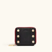 5 North Wallet-Black, Brushed Gold, Red Zip