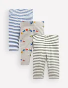 3-pack Cotton Leggings-Grey Marl Trains