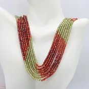7 Strand CZ Beads Necklace - Adjustable Gemstone Beauty
