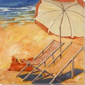 2 Beach Chairs Wrapped Canvas Giclee Print Wall Art