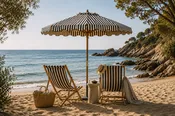 Terrace Umbrella – Monaco Black Stripe