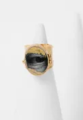24K Gold Plated Sideways Glance Locket Ring