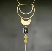 Adjustable Long Crescent Moon Necklace -Gold