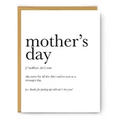 Definition Greeting Card: Mother's Day (from teenager)