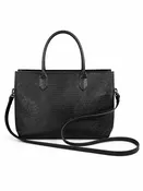 B. May | Small Daybag Black Embossed Lizard