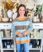Easel Mocha Blue Anne Top