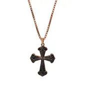 Black Diamond Celestial Cross Pendant Necklace In Rose Gold