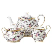 100 Years 1940 English Chintz 3-Piece Teapot, Creamer & Sugar Bowl Set by Royal Albert