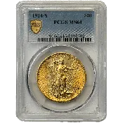 1914-S $20 St. Gaudens PCGS MS64