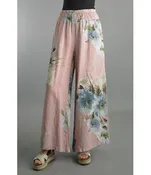 Tempo Paris SMOCKED PRINT PANTS MAUVE