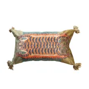 Cotton Velvet Tiger Printed Lumbar Pillow