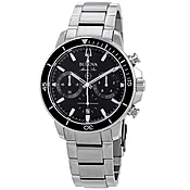 Bulova Men's Marine Star Chronograph Black Dial Watch  96B272 NEW