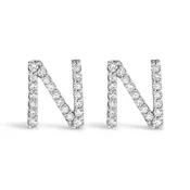 10K White Gold 1/10 Cttw Diamond Initial “A” to "Z" Stud Earring