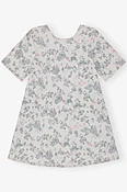 Floral Printed Denim Open Back Mini Dress