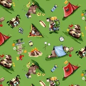 CLOTHWORKS - Barron Goes Camping By Susybee - Campground - Grass Green