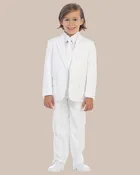 5-Piece Boy’s 2-Button Dress Suit Tuxedo – White
