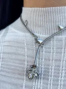Adjustable Necklace Metal Thorn Rose Flower Necklace