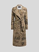 BOUCLÉ WRAP COAT WITH FLOWER AND ANIMAL MOTIF