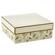 10" Square Gold Floral White Gift Box