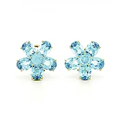 Large Oval and Round Blue Topaz Earrings