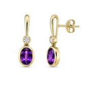 Amethyst Bezel Drop Earrings