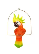 Ceramic Hanging Cockatoo with Perch-19 Inches High, Multi-Color, Hand Painted