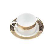 Cotillion Platinum with Gold Short Coffee Cup (or tea) / Saucer- 8 oz