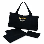 Black Canvas Mah Jongg Travel Tote with Three Zippered Pouches with Embroidery