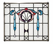 Art Nouveau Ribbon Floral Stained Glass Panel