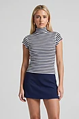 Maria High Neck Striped Shirt