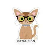 Abyssinian Cat with Glasses and a Fishbone Collar sticker
