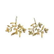 Artful Tree Branch Earrings with Pink and Green Stones