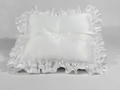 #301 – 10″ x 9″ – White Satin Square w/Satin ruffle edge Pillow