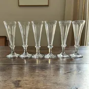 19th Century Crystal Champagne Flutes, Set of 6