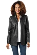 Black Leather Zip Jacket | Women's