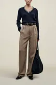 Aiden Pleated Trouser in Viscose Cady