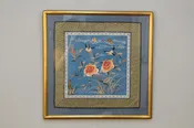 Chinese "Swallows & Roses" Silk Art
